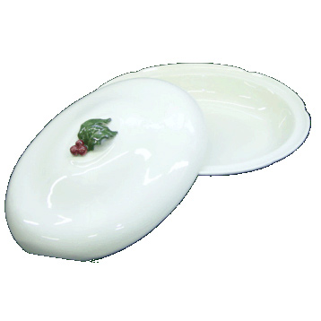 Christmas Covered Vegetable Dish Painted