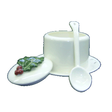 Cranberry Sauce Pot & Spoon (Painted)