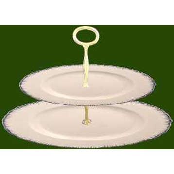Shell Edge Blue Cake Stand (Two Tier)