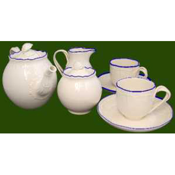 Shell Edge Blue Tea for Two Set
